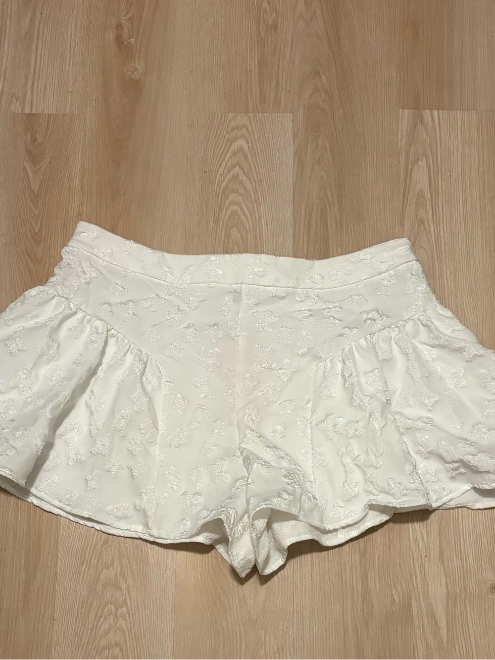 SHEIN White Embroidered Ruffle Skort